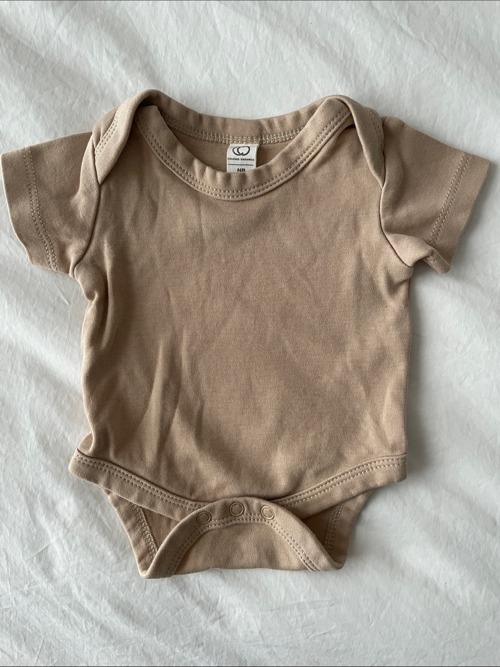 Colored Organics Basic Short-Sleeve Baby One-Piece Bodysuit - Beige